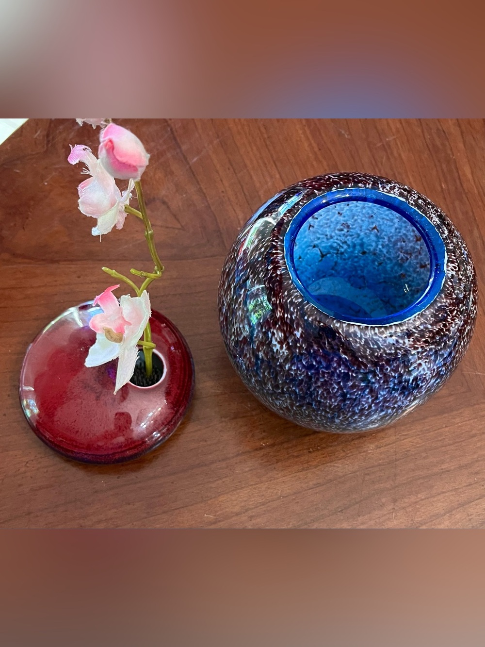 Vintage 2003 Studio Art Pottery Ikebana Vase Signed Gillin '03 Flower Frog